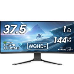 Alienware Ultrawide Curved Gaming Monitor 38 Inch, 144Hz Refresh Rate, 3840 x 1600 WQHD , IPS, NVIDIA G-SYNC Ultimate, 1ms Response Time, 2300R Curvat