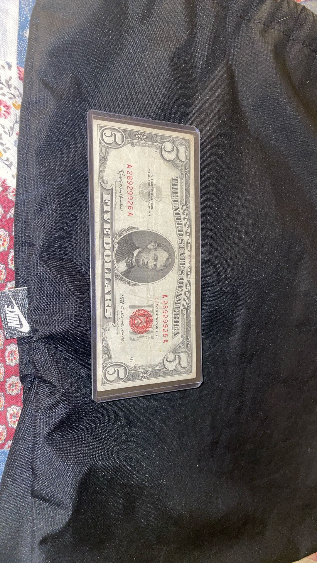 1963 Red Seal $5 Bill