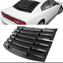 Fits 11-22 Dodge Charger Ikon Matte Black Rear Window Louver Cover Sunshade 2PC