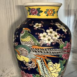 Vintage Japanese Floral Vase Pheasants Vase 