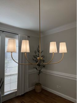Satin brass and white Chandelier