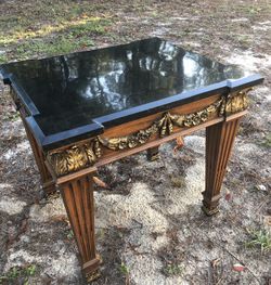 Antique end table marble top