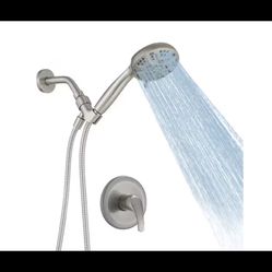 BWE Single Handle 6-Spray 1.8 GPM Shower Set with Valve in Brushed Nickel