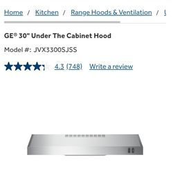 Ge 30in under the Cabinet Hood