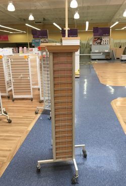 4 way display rack on wheels