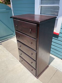 Dark Wood 5-Drawer Tall Dresser