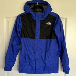 Boy's Large 14/16 The North Face Dryvent Rain Blue Hooded Full Zip Coat Jacket
