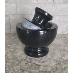 Black Marble 1/2 Cup Mortar & Pestle Set
