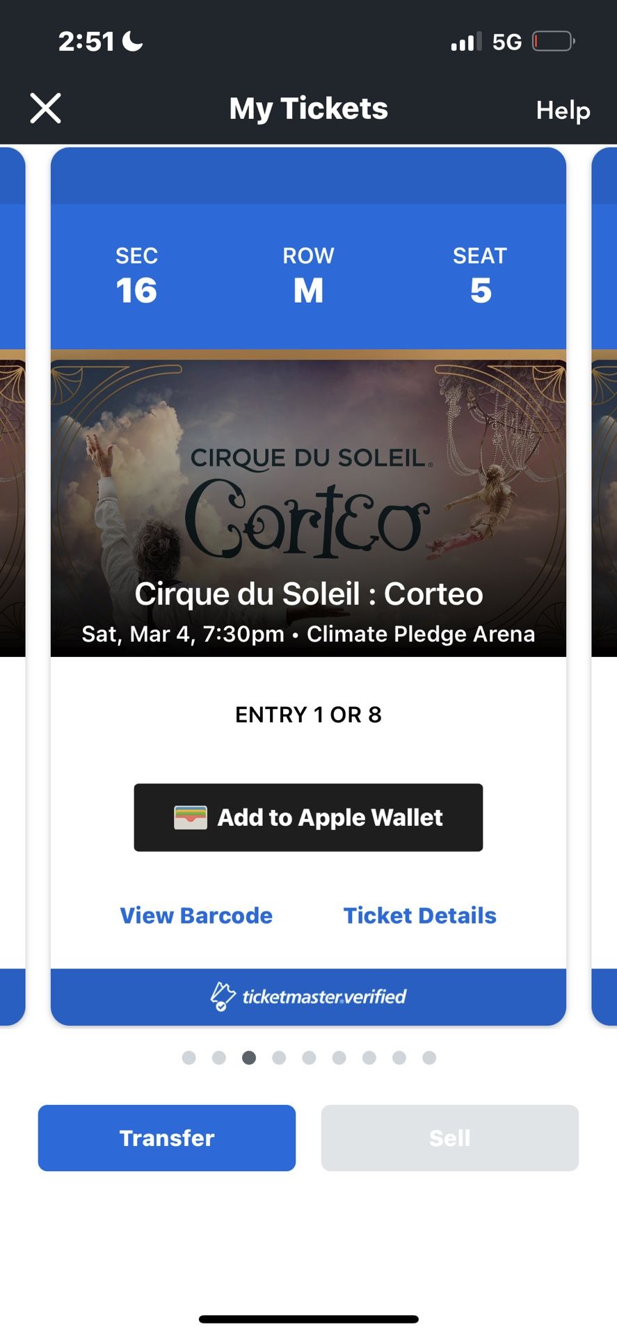 TWO TICKETS TO CIRQUE DU SOLEIL SHOW CORTEO!!!!!