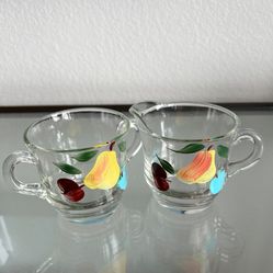 Vintage hand-painted dishes w/ pear, plum, & apple