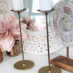 Brass Pillar Candle Holders 