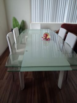 Glass Top Dining Table with 4 Chairs