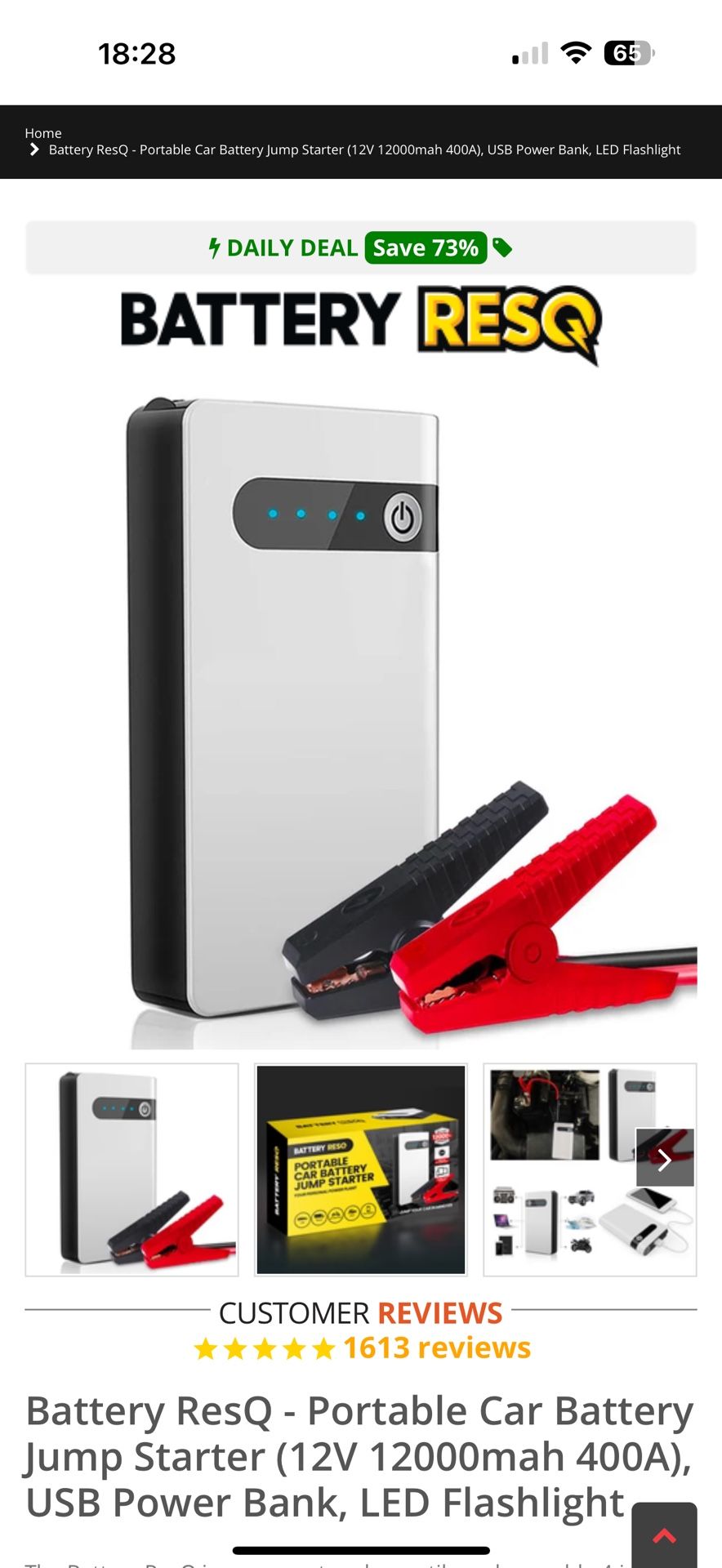Portable Car Battery Jump Starter 12v 12000 Mah 400A USB Power Bank LED Flashlight