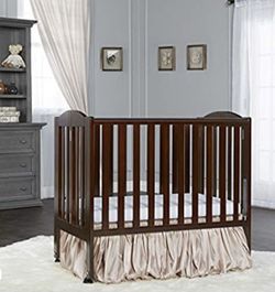 USED Dream On Me 2 in 1 Portable Folding Stationary Side Crib, Espresso