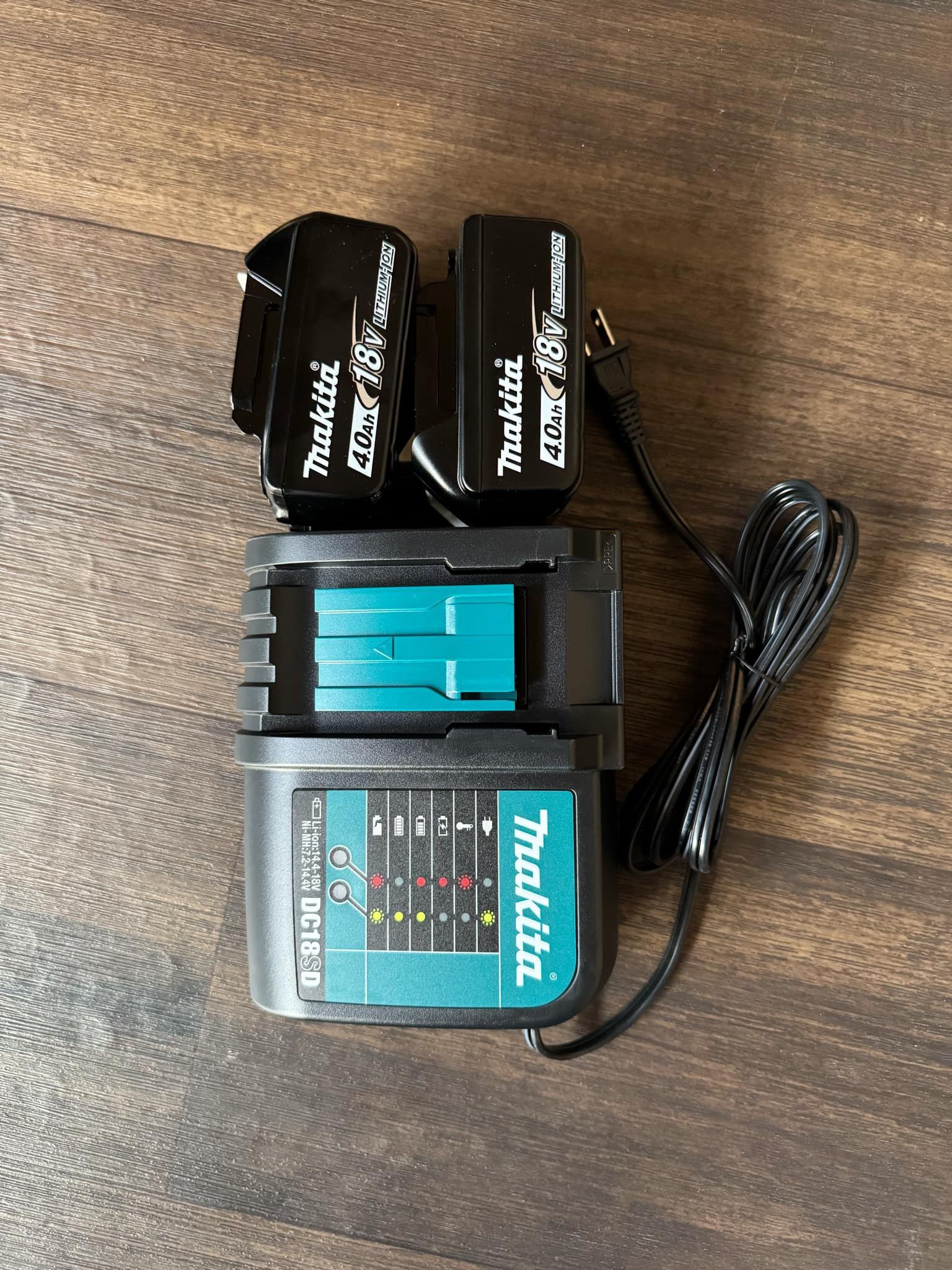 Makita 18V LXT Lithium-Ion High Capacity Battery Pack 4.0Ah with Fuel Gauge (2-Pack) and charger Price is firm $120
