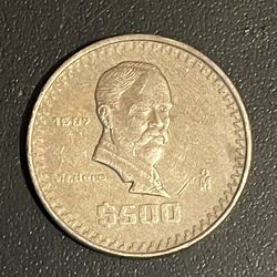 1987 Mexico Mexican $500 Peso Coin ESTADOS UNIDOS MEXICANOS KM# 529