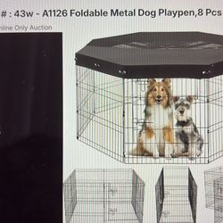 New Foldable Metal Dog Playpen, 8-pieces, 30”h X 24”w (A1126)