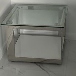 Fabulous Square Chrome And Glass Coffee/Side Table