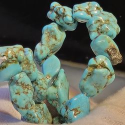 6pcs. Natural Rough Turquoise Crystal Beads Pre Drilled 10-12mm
