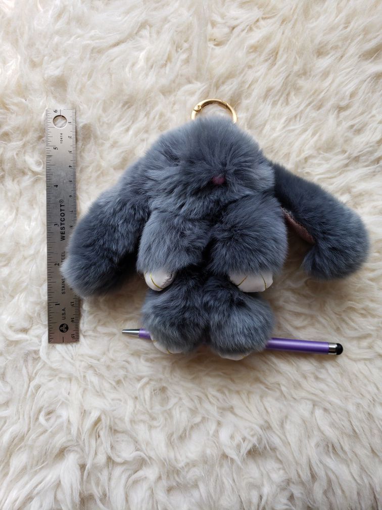 6" Genuine Rabbit Fur Bunny Keychain