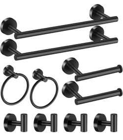 10 Pieces Matte Black Bathroom Accessories Set