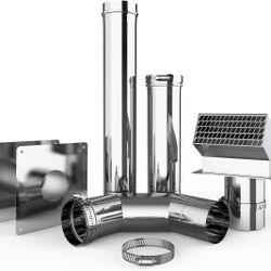 ThermoMate 3" Horizontal Stainless Steel Vent Pipe Kit for Gas Tankless Water Heater, Includes 3" Termination Hood, 3" 90 Degree Elbow, 2 x 3" Vent Pi