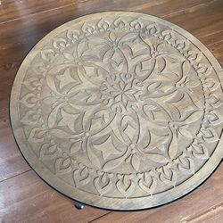 Mandala Wood Carved Coffee Table