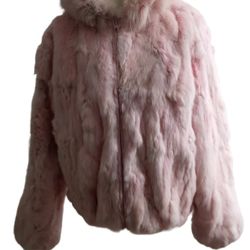 Women's Natural Rabbit Fur Hooded Jacket 