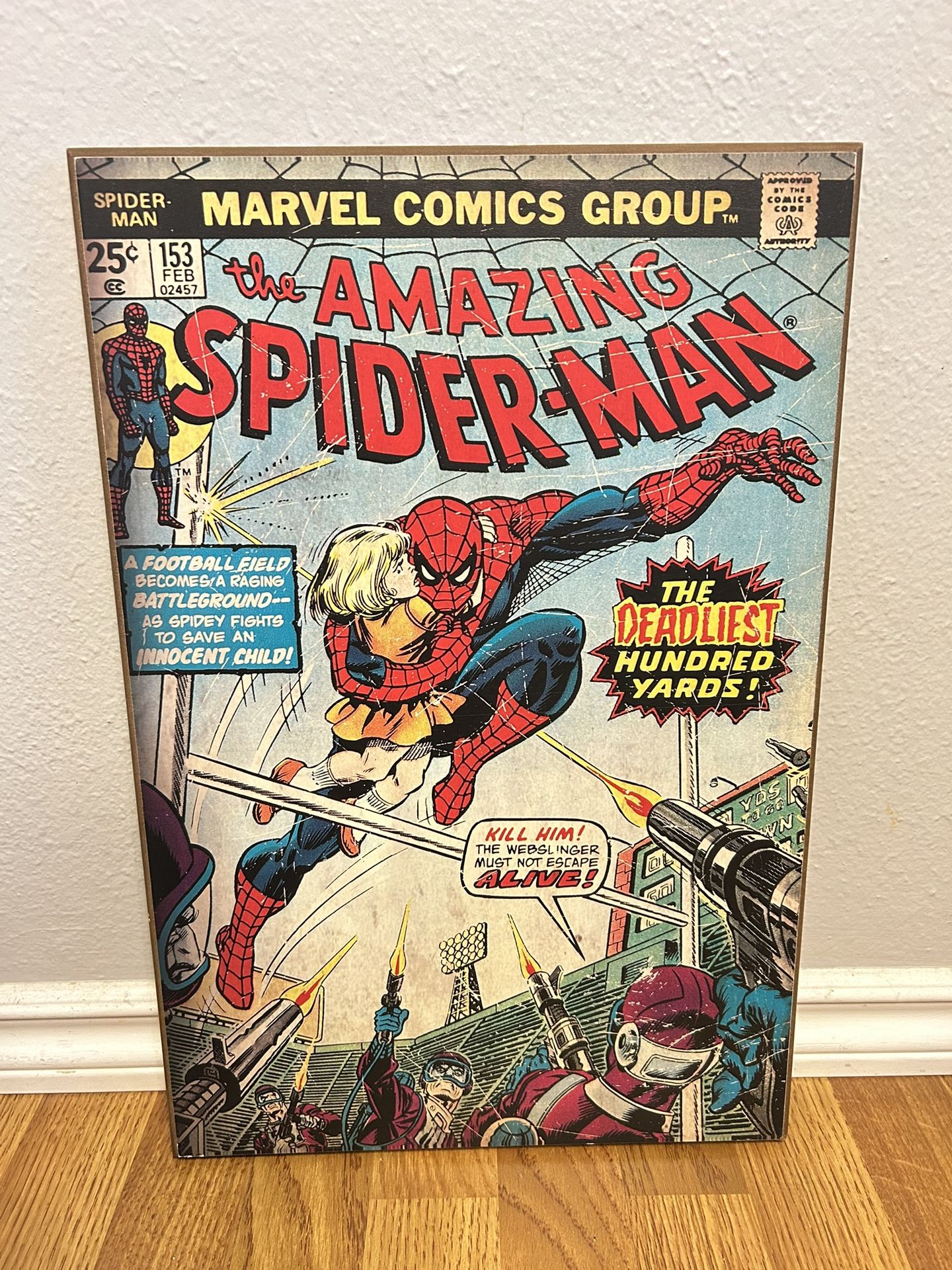Amazing Spider-Man 153 wood Wall plaque 13x19 Marvel - Make An Offer