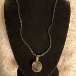 Cloth Rope Necklace With Mustard Seed Pendant 