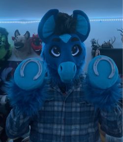 Handmade med quality Blue horse fursuit head