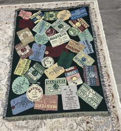 Vintage Masters Augusta National Golf Badges Woven Throw Blanket 60”X46”