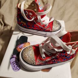 Custom All Star converse Worn Once Size 5 C