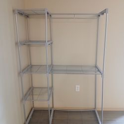 6 Shelf- Shelving Unit With Clothes Rails