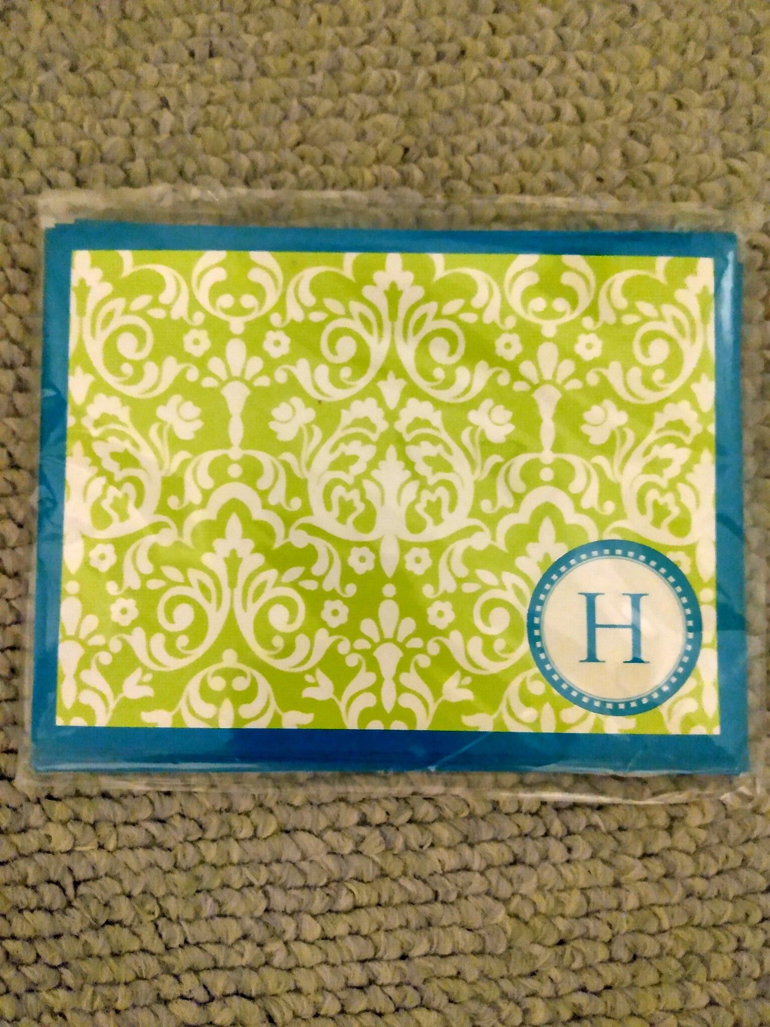 NEW Initial 'H' 6 Piece Notecard/Envelope Stationary Set