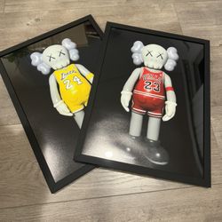 Kaws Kobe Lakers Jersey Jordan Chicago Bulls Jersey Custom Print Bundle With Frames