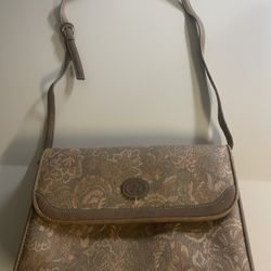 Vintage Liz Claiborne Womens Purse Crossbody Paisley Beige Retro 1989-genuine leather 