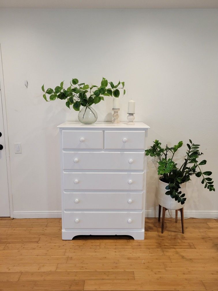 White Wood Tall Dresser