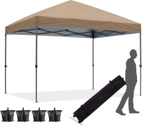 NEW 10x10 Pop-Up Canopy Tent for Events Market Festival Garden Party Khaki