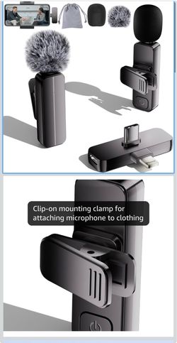 🔥Brand new 🔥 2-Pack Wireless Mini Lavalier Lapel Microphone for iPhone, Android(2 in 1) Microphone for Content Creators, 65ft Clip on Dual Mics for 