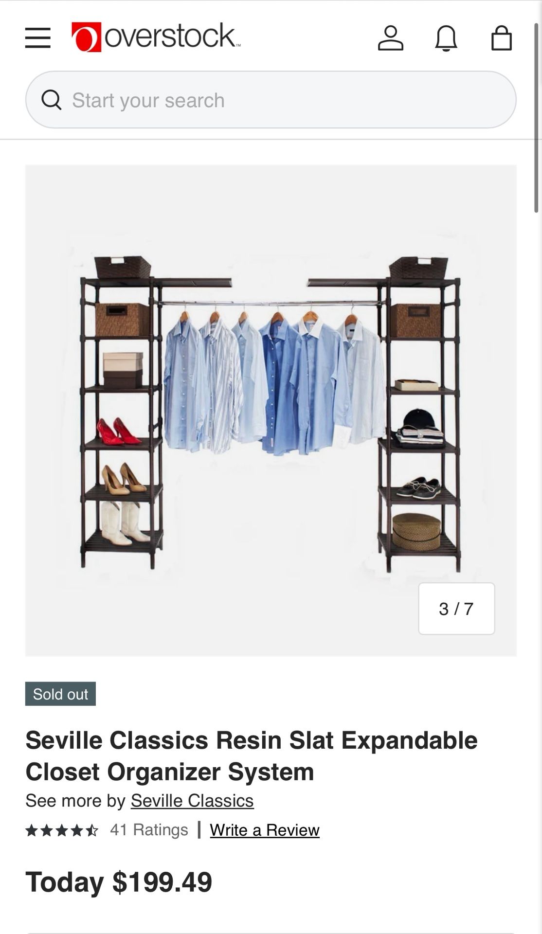 Seville Classics Expandable Resin Slat Closet Organizer System