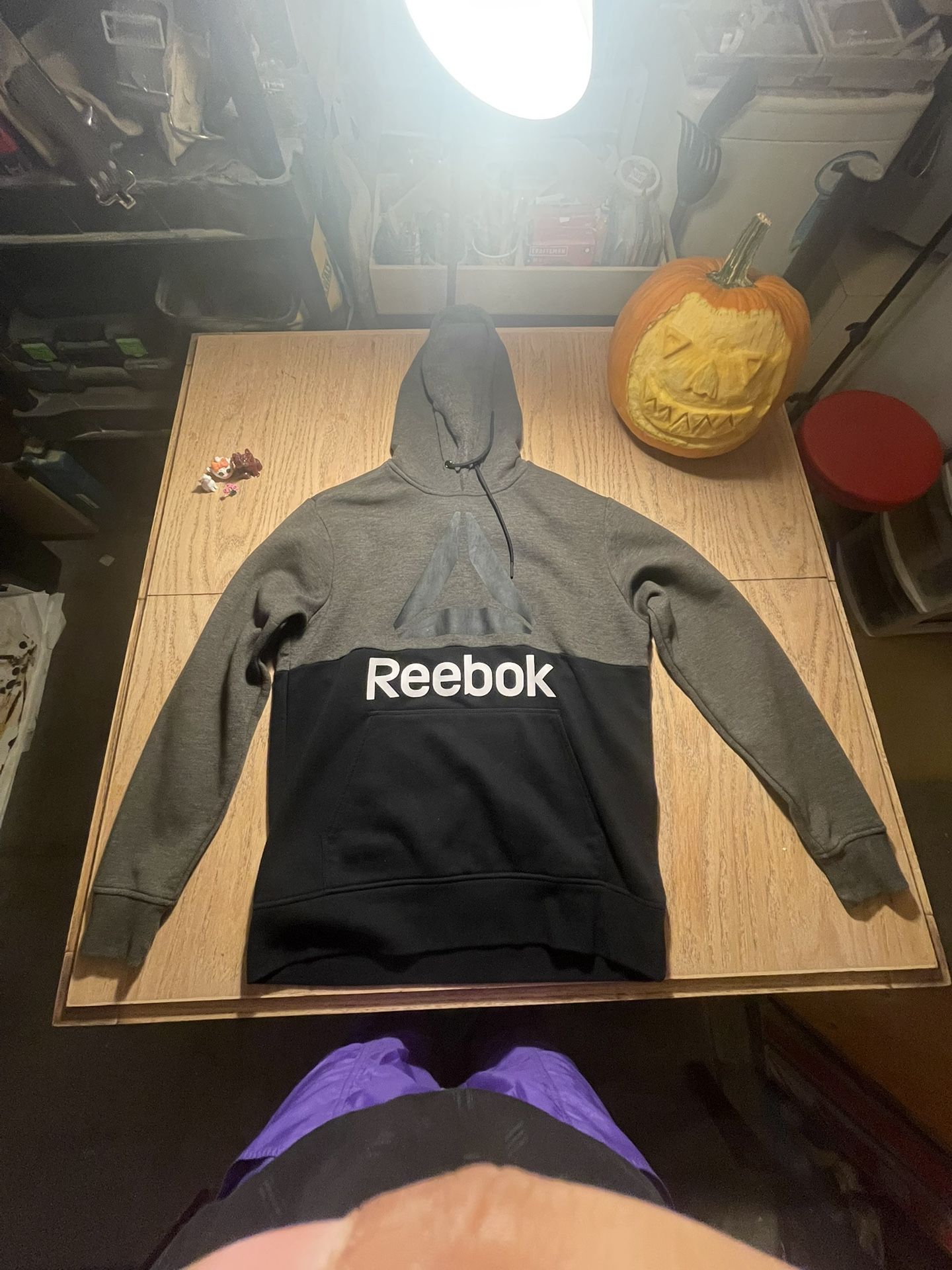 Grey and black Reebok hoodie #streetwear