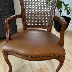 Leather And Cane Armchair 