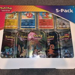Pokemon Kanto Friends 5 Mini Tin Box Set