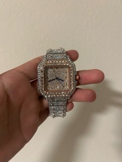 Iced out Arabic Dial Cartier Watch