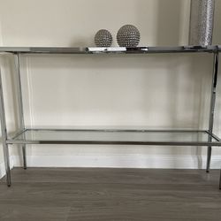 Chrome Glass Console Table 