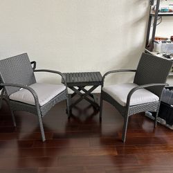 Two Chairs And Folding Table Table Set
