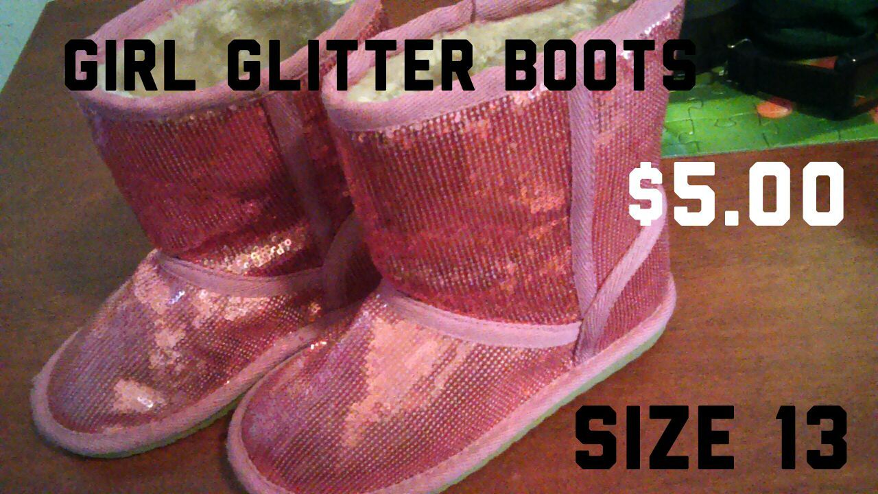 Children's place girl glitter pink boots size 13