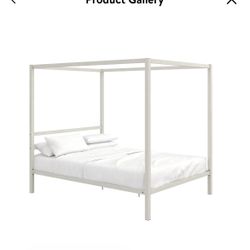 White Queen Canopy Bed Frame 