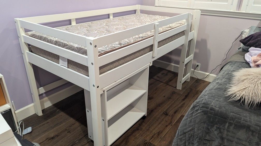 Donco Kids Wood Loft Bed - Twin Sizes, White And Brown